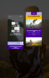 Zwei Smartphone-Displays zeigen das mobile App-Design für die „adidas TERREX Infinite Trails 2025“ vor einem unscharfen Hintergrund eines Trailrunners in den Bergen. Das linke Display zeigt den Startbildschirm mit Event-Datum (5. - 7. September 2025) in Gastein/Salzburgerland. Das rechte Display zeigt eine Benutzeroberfläche mit „Leaderboard“-Funktion, Informationen zu neuen Renndistanzen (20K, 30K, 40K) sowie ein Video-Vorschaubild von Läufern am Berg bei Sonnenaufgang.