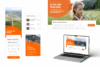 Mockups der Mark-E Website auf Laptop und Smartphone mit Tarifrechner, Veranstaltungshinweisen und dynamischen Bildern rund um nachhaltige Energie. Dominierende Farben: Orange und Weiß.