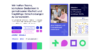Eine Übersichtsgrafik (Showcase), die Marken-Elemente wie Typografie, Farbschemata, interaktive Buttons und Beispiel-Cards der Conceptboard-Oberfläche zeigt.