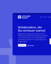 Startseite von Conceptboard mit Claim „Kollaboration, der du vertrauen kannst“ – visuelle Darstellung des neuen Markenauftritts in Blautönen.