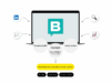 Diagram showing how a website built with Storyblok generates predictable and measurable customer inquiries. A laptop displays the Storyblok logo, connected to LinkedIn, communication, SEO, and analytics icons. The graphic highlights the company profile, content (such as landing pages, blogs, and case studies), and career section, leading to outcomes in recruiting, brand building, and thought leadership.