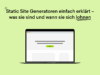 Laptop Mockup auf hellgrünem Hintergrund mit der Überschrift "Static Site Generatoren einfach erklärt – Was sie sind und wann sie sich lohnen"