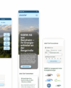 Darstellung verschiedener Smartphone-Ansichten der GGEW-Website. Im ersten Mobil-Mockup ist der Headerbereich mit Landschaftsfoto und der Einleitung „Ihr Energieanbieter an der Bergstraße“ zu sehen. Daneben weitere mobile Module wie der Tarifrechner mit Eingabefeldern für Strom, Heizstrom und Gas sowie Siegel verschiedener Energiezertifizierungen. Klare, adaptive UI-Elemente mit Fokus auf Servicefunktionen für Privatkunden.