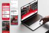 Eine Mockup-Präsentation des Webdesigns für REWE Lieferservice-Jobs auf einem MacBook und mehreren mobilen Ansichten. Zu sehen sind Gehaltsangaben (z.B. € 1.467,30* oder € 1.767,64*), Vorteile wie planbare Schichten und der Slogan „Echte Leute. Echte Chancen.“.