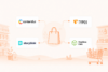 bersicht relevanter CMS-Systeme für FMCG und Retail mit Contentful, TYPO3, Storyblok und Headless-CMS-Lösungen vor einer Supermarkt-Illustration.