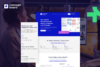 UI-Design-Mockup einer B2B-Website für die Plattform Conceptboard, dargestellt als Desktop- und Mobil-Ansicht mit einem Feature-Overlay im Vordergrund.