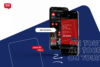 Mockup einer Social-Media-Recruiting-Kampagne für den REWE Lieferservice, dargestellt auf zwei Smartphones vor einem dunkelblauen Hintergrund mit grafischen Overlays.