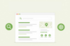 Illustration eines Browserfensters mit Suchleiste und einer Lupe, die eine ansteigende Erfolgskurve zeigt, unter der Überschrift SEO und GEO für regionale Energieversorger.
