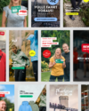 Social-Media-Werbeanzeigen im Hochformat für namhafte Marken wie REWE, Jack Wolfskin, Phantasialand und Aktion Mensch.