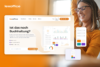 Website-Relaunch für lexoffice, dargestellt als Desktop- und Mobile-Ansichten vor einer Office-Szene mit einer lächelnden Frau im Hintergrund.