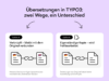 Vergleich der zwei Übersetzungswege in TYPO3. Option A: Verknüpft – die Übersetzung bleibt mit dem Original verbunden. Option B: Eigenständige Kopie – die Übersetzung wird frei bearbeitet und Änderungen am Original wirken sich nicht auf die Kopie aus.
