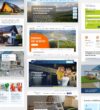 Animierte Collage aus barrierefreien Websites für Energieversorger und Stadtwerke, darunter GGEW, Mark E, EWR Remscheid und Stadtwerke Hilden, als Referenz für barrierefreies Webdesign.
