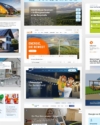 Animierte Collage aus barrierefreien Websites für Energieversorger und Stadtwerke, darunter GGEW, Mark E, EWR Remscheid und Stadtwerke Hilden, als Referenz für barrierefreies Webdesign.