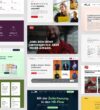 Verschiedenen Webdesign-Ausschnitten erfolgreicher B2B- und B2C-Karriereseiten. Zu sehen sind prominente Hero-Sections mit ausdrucksstarken Mitarbeiter-Fotos, Job-Suchmasken, übersichtliche Benefit-Cards (wie Jobticket und Fitness-Studio) sowie Beispiellayouts von Großunternehmen wie DHL Consulting, REWE Lieferservice und Lekkerland. Das Bild verdeutlicht eine moderne, nutzerzentrierte Candidate Journey im digitalen Employer Branding.